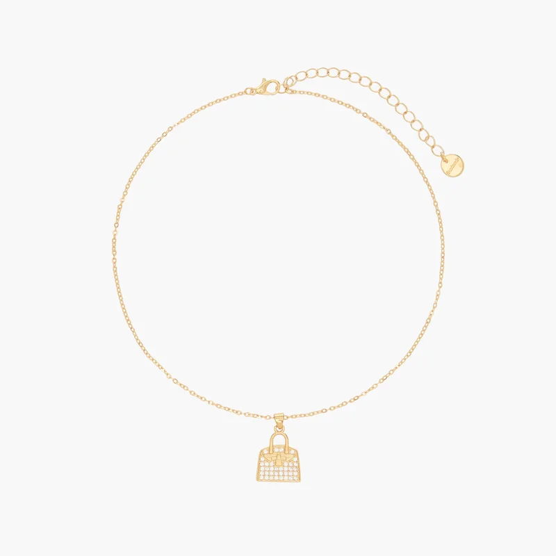 Lifestyle Gold Tone Necklace with Bag Pendant for Women
